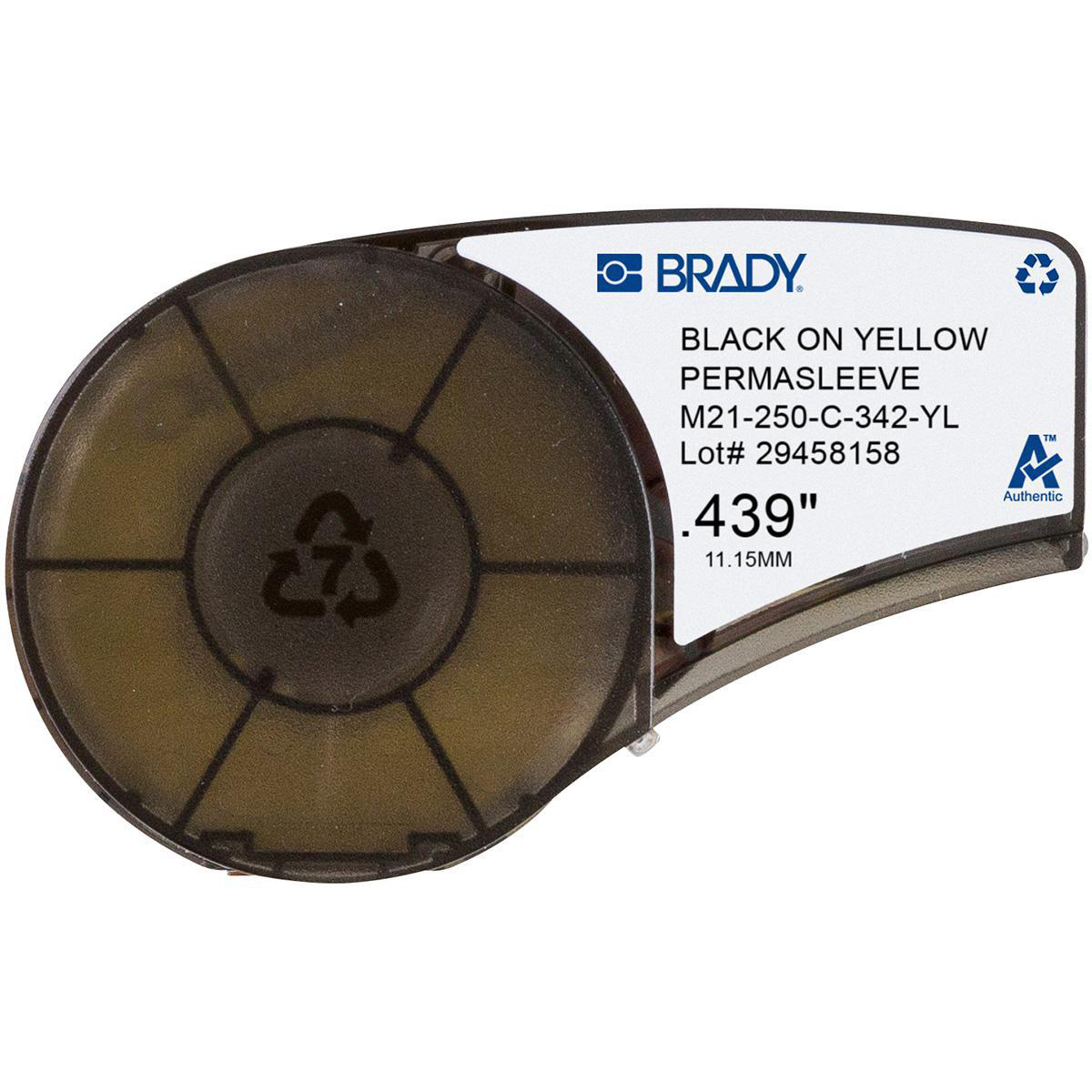 Product image for Sleeve marking f/BMP21 printers polyolefin B-342 black/yellow 0.25"x7'
