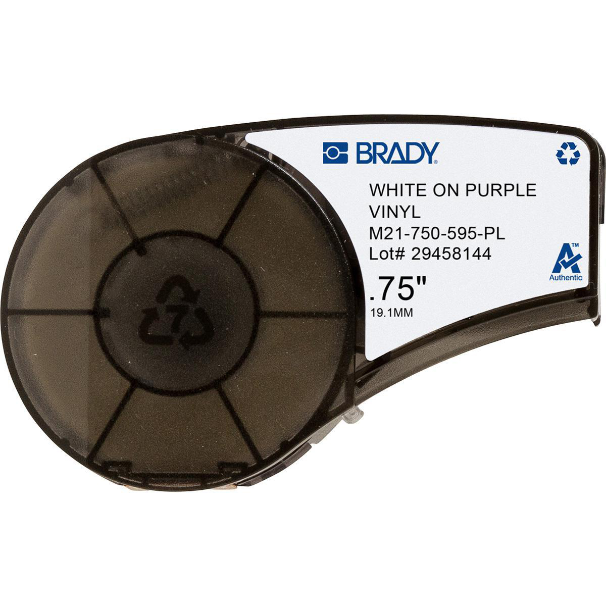 Product image for Label cartridge f/BMP21 printers vinyl B-595 white/purple 0.75"x21'