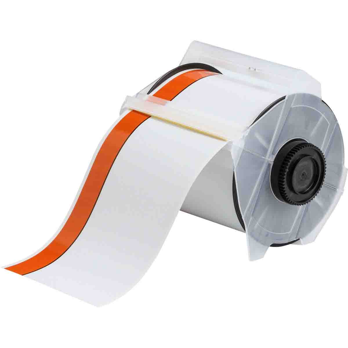 Product image for Tape GLOBALMARK 0.75in strip wht/orng 4inx100ft