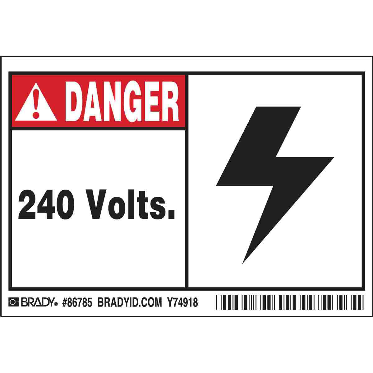 Product image for DANGER 240 Volts Labels, Pack of 5 Labels