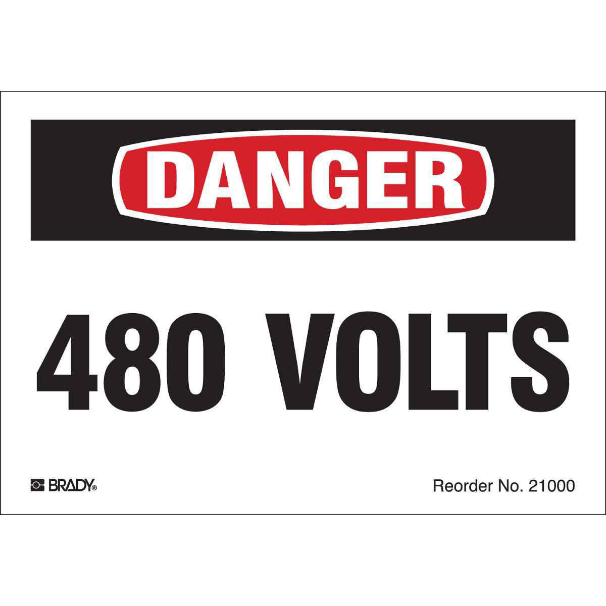 Product image for Bradylite Label: Reflective Sheeting, Black/Red on White, 3.5" H x 5" W, 480 VOLTS