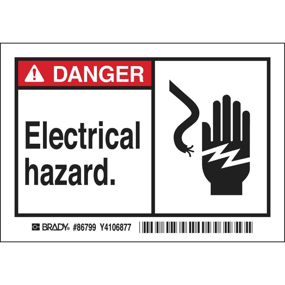 Product image for Label DANGER Electric hazard 3-1/2x5in