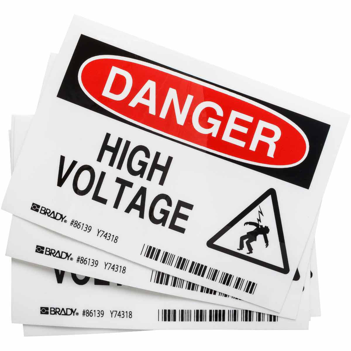 Product image for Danger High Voltage, 3.5" H x 5" W x 0.006" D, Polyester, (5/Package)