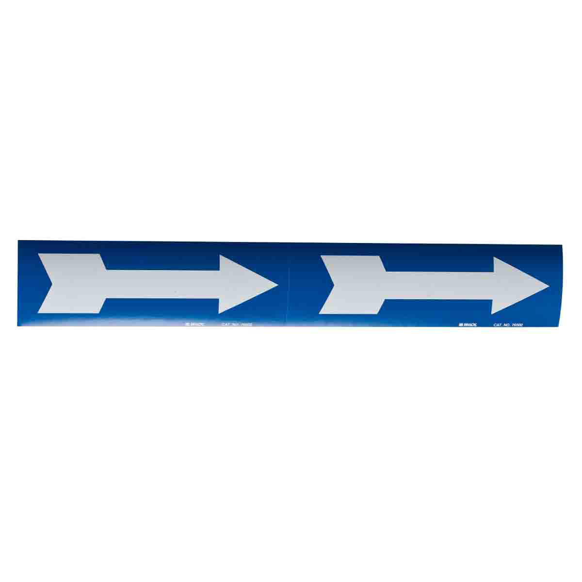 Product image for Self-Sticking Vinyl Dual Arrow, 2.25" H x 7" W, White on Blue