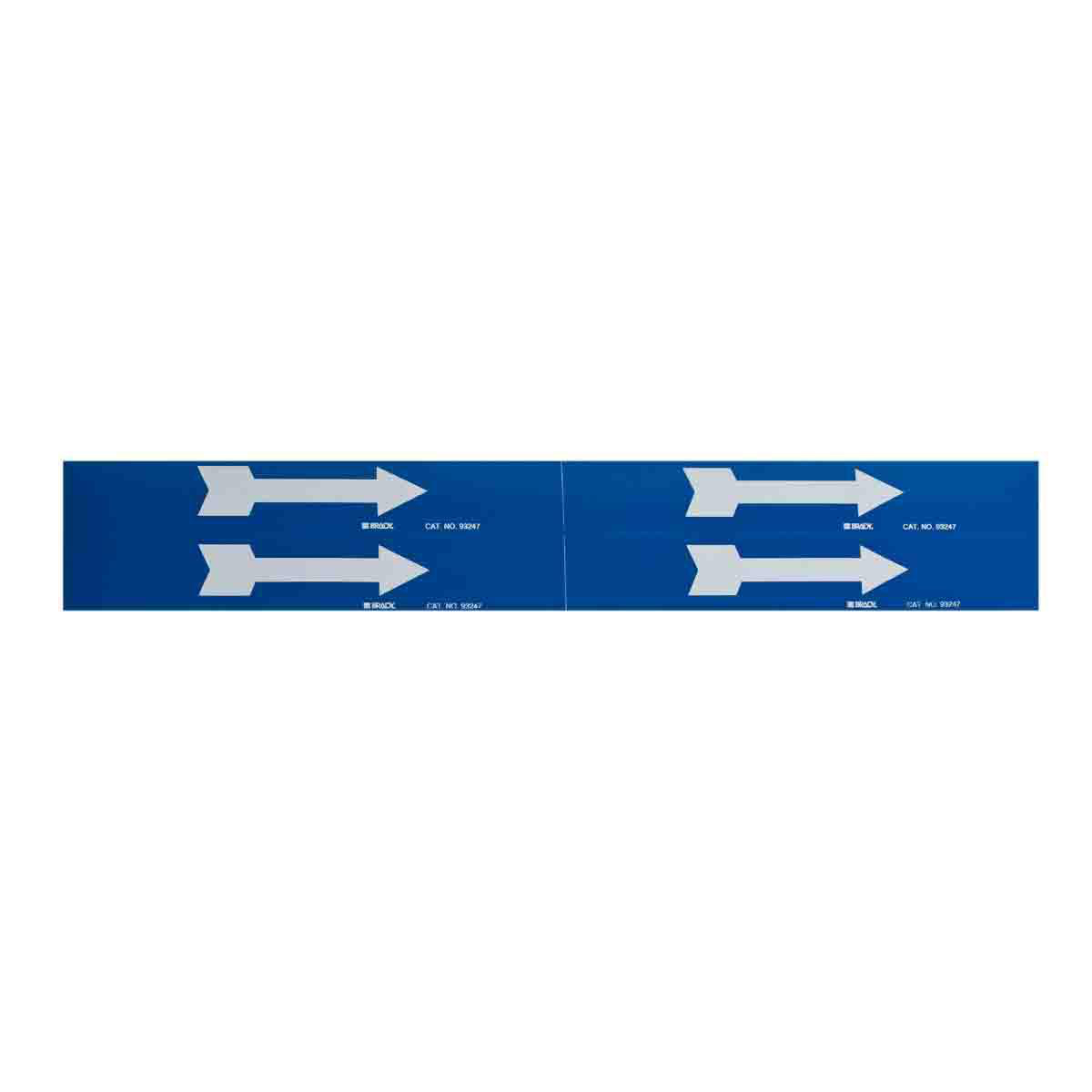 Product image for Self-Sticking Vinyl Arrow, 1.125" H x 7" W, White on Blue, Card of 4 Each