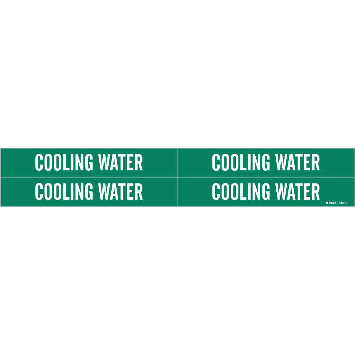 Product image for Cooling Water Pipe Marker, 1.125" H x 7" W, Card of 4 Each, Fits Pipes 0.75" Dia. Thru 2.375" Dia.