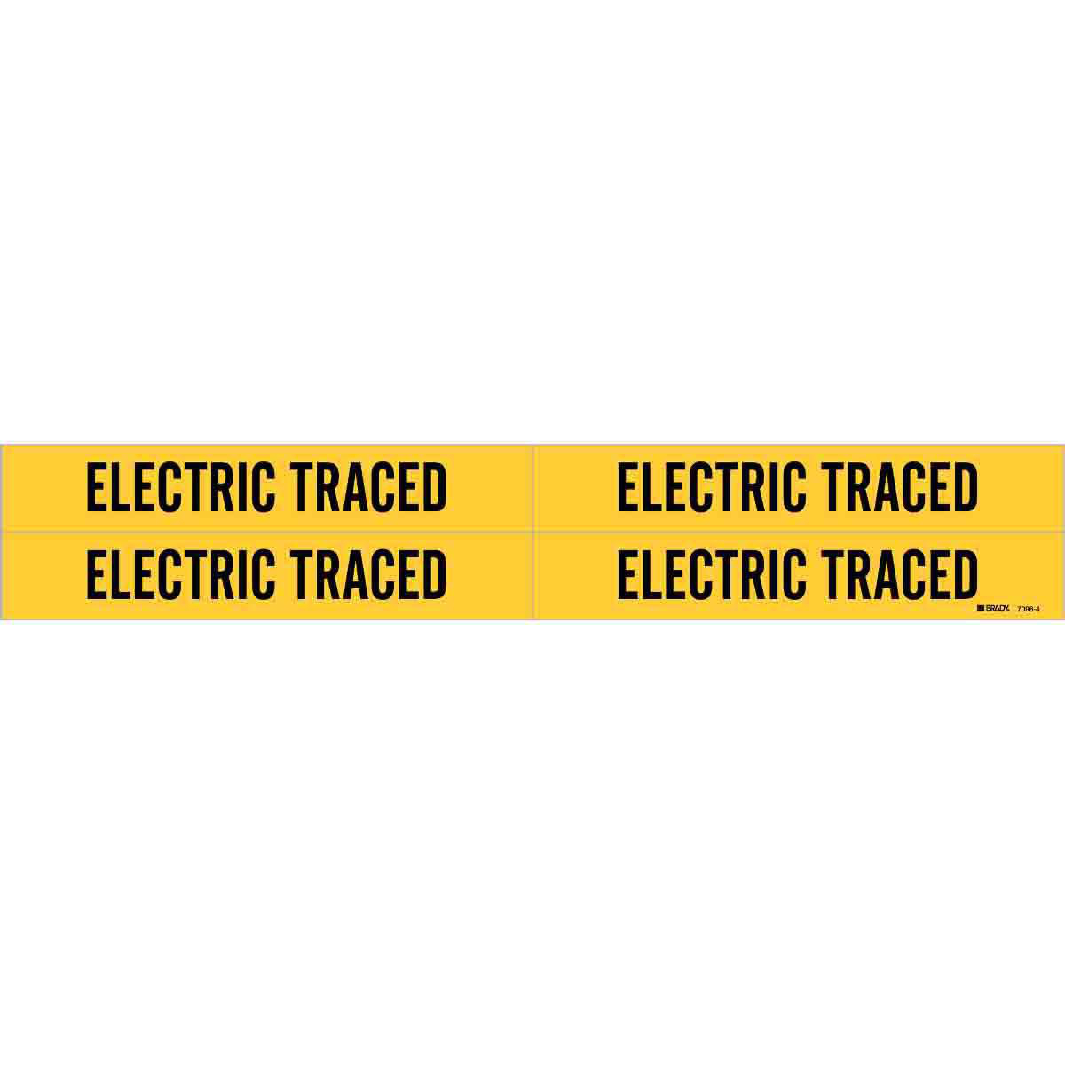 Product image for Electric Traced Pipe Marker, 1.125" H x 7" W, Card of 4 Each, Fits Pipes 0.75" Dia. Thru 2.375" Dia.