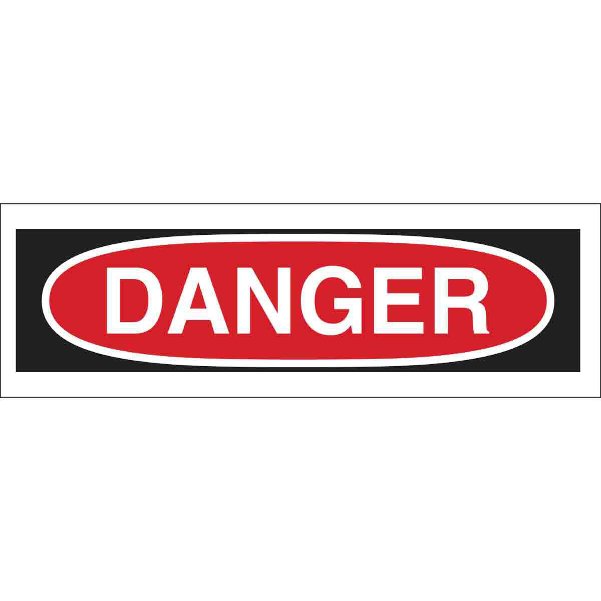 Product image for Blank DANGER Sign, 2.25" H x 9" W x 0.006" D, Black/Red on White, Polyester