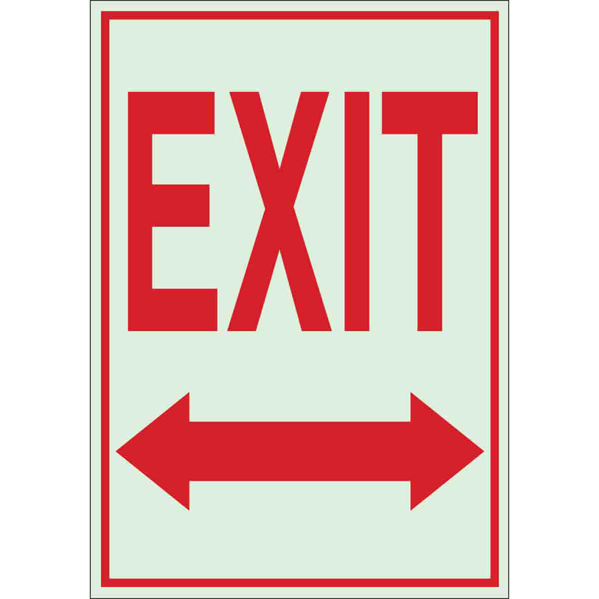Product image for BradyGlo Exit Sign, Red on Glow, 10" H x 7" W x 0.008" D, Arrow Direction: Left/Right