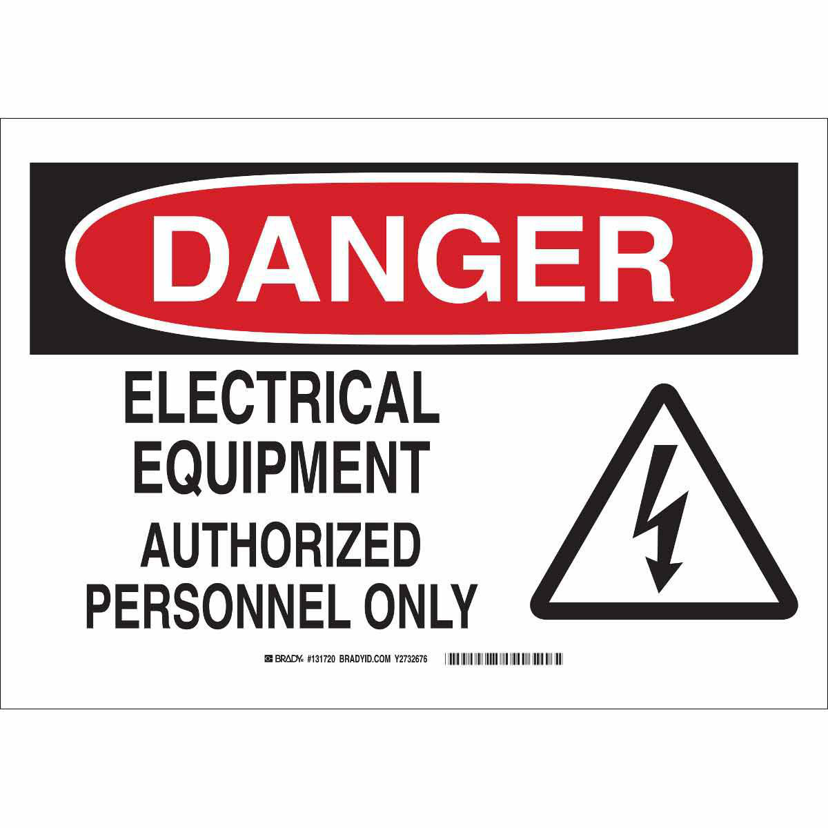 Product image for DANGER Electrical Equipment Authorized Personnel Only w/Pictogram Sign, 10" H x 14" W x 0.06" D, Polystyrene