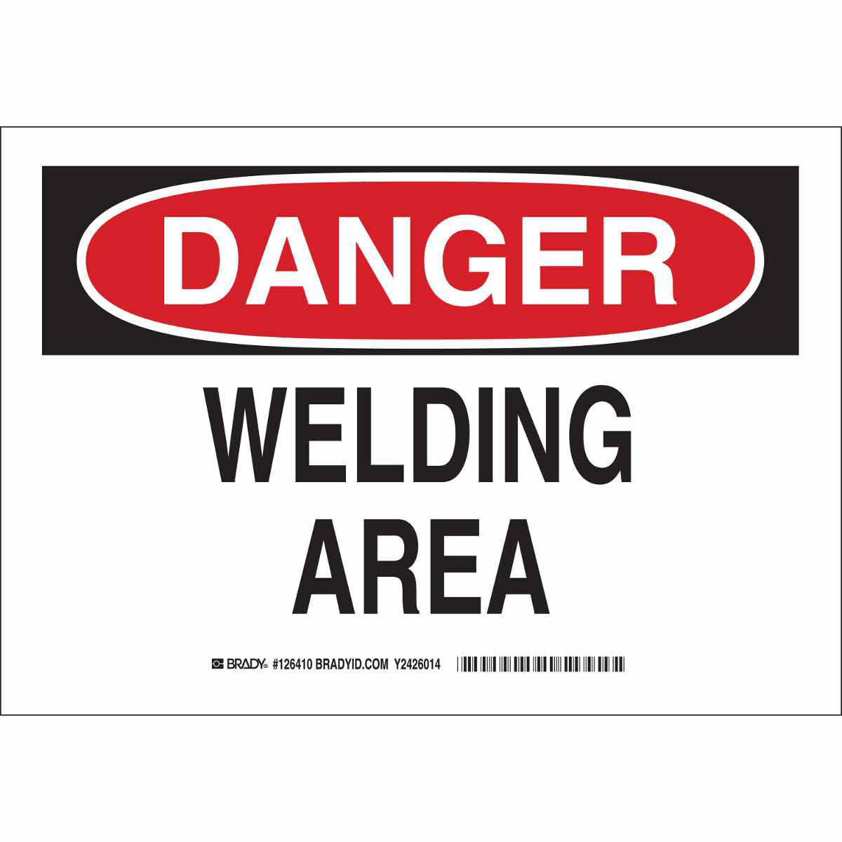 Product image for DANGER Welding Area Sign, 10" H x 14" W x 0.06" D, Polystyrene