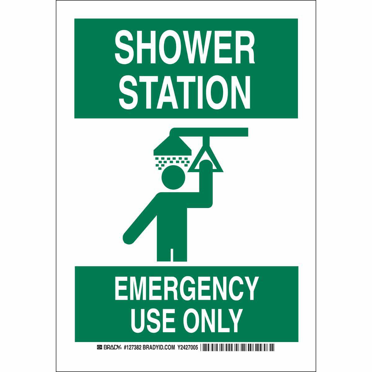 Product image for Shower Station Emergency Use Only Sign, 10" H x 7" W x 0.06" D, Polystyrene