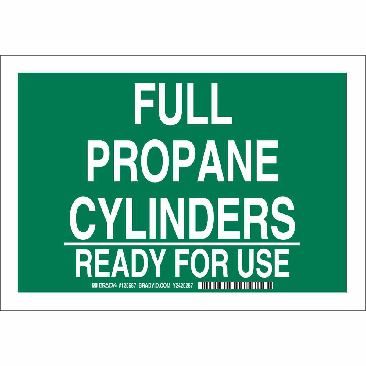 Product image for Full Propane Cylinders Ready For Use Sign, 10" H x 14" W x 0.035" D, Aluminum