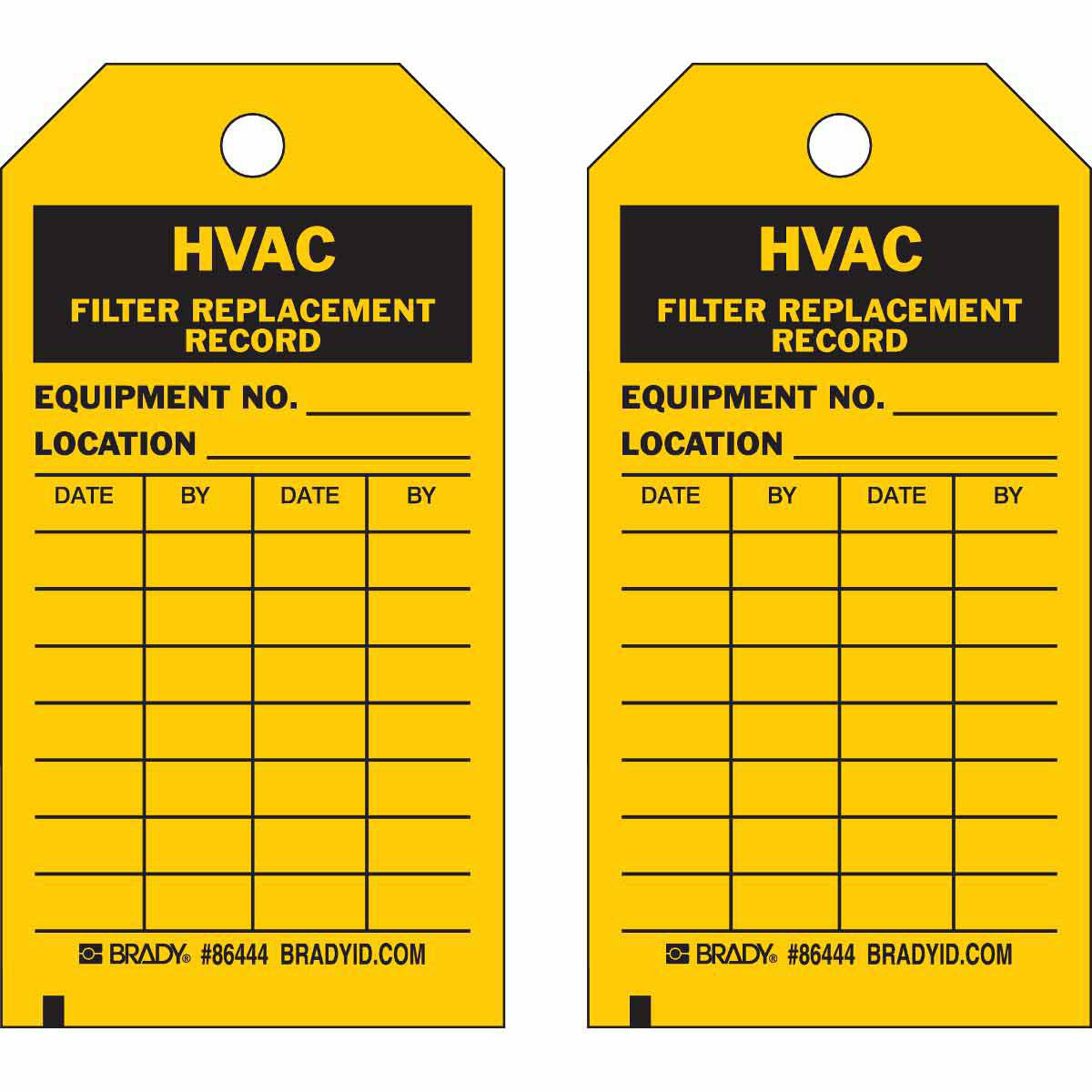Product image for Inspection & Material Control Tags - HVAC Filter Replacement Record, 5.75" H x 3" W, Black on Yellow
