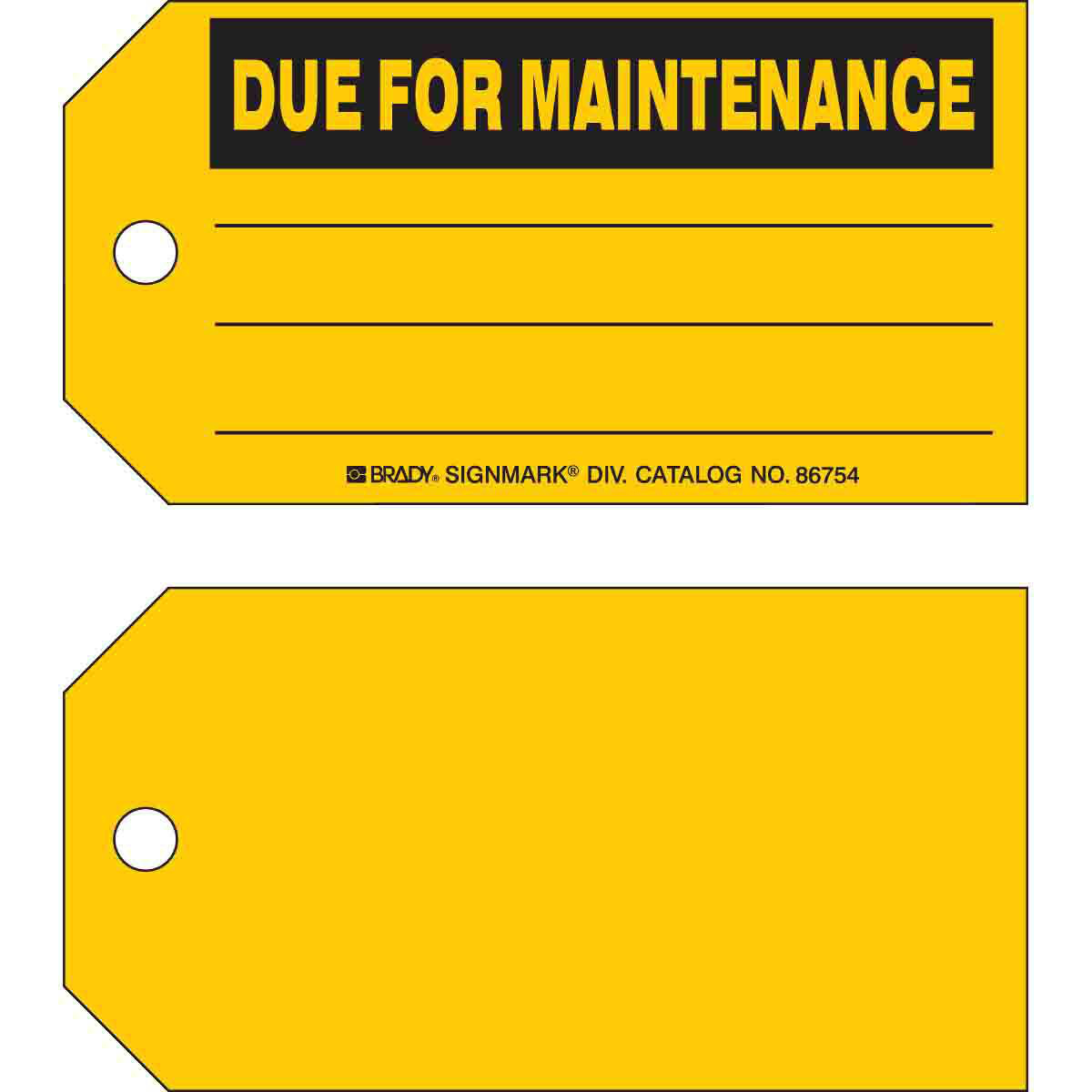 Product image for DUE FOR MAINTENANCE Production Tags, 3" H x 5.75" W, Black on Yellow