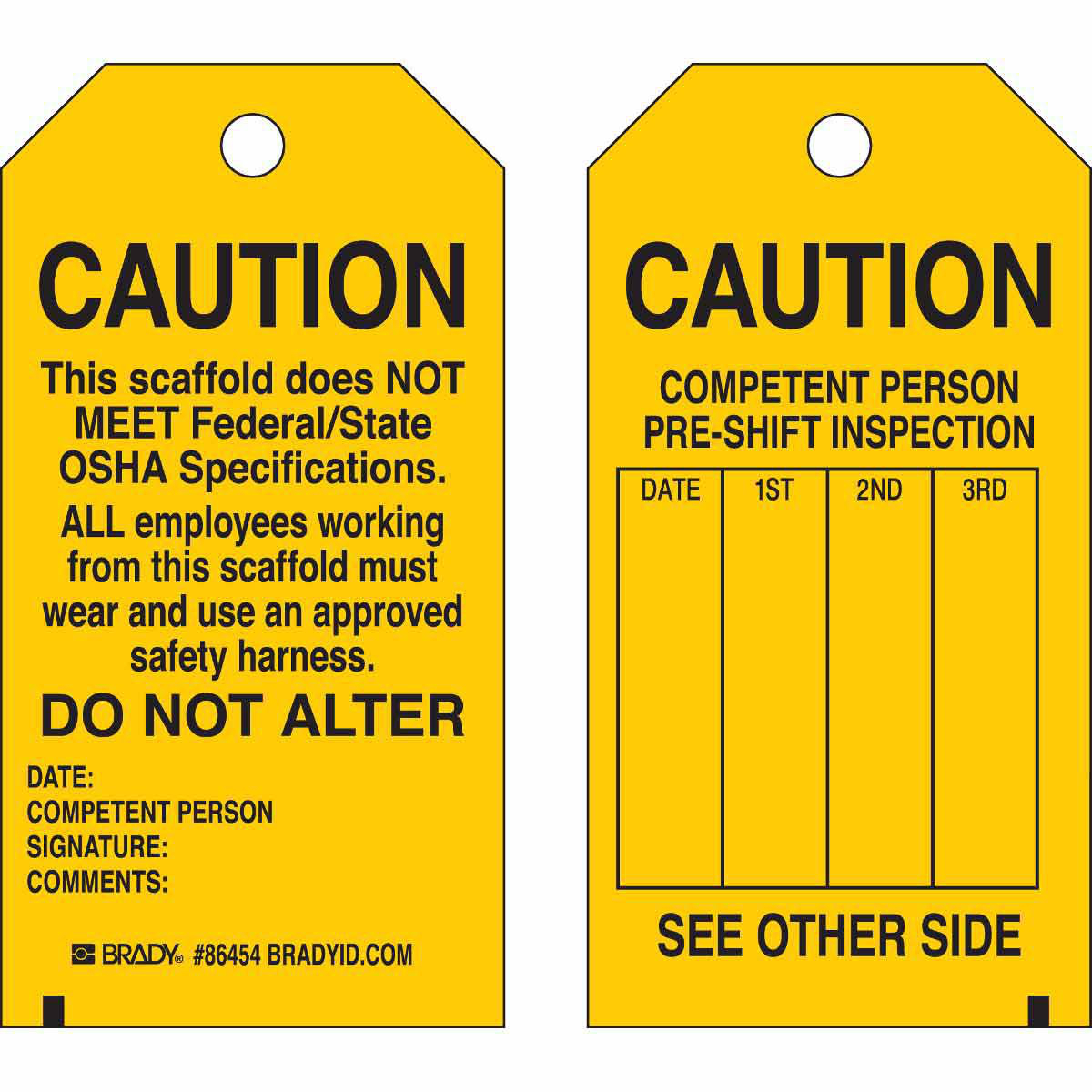 Product image for Scaffolding Tags: CAUTION: THIS SCAFFOLD DOES NOT MEET FEDERAL/STATE OSHA SPECIFICATIONS:
