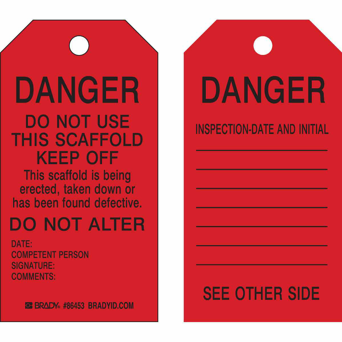 Product image for Scaffolding Tags: DANGER: DO NOT USE THIS SCAFFOLD KEEP OFF