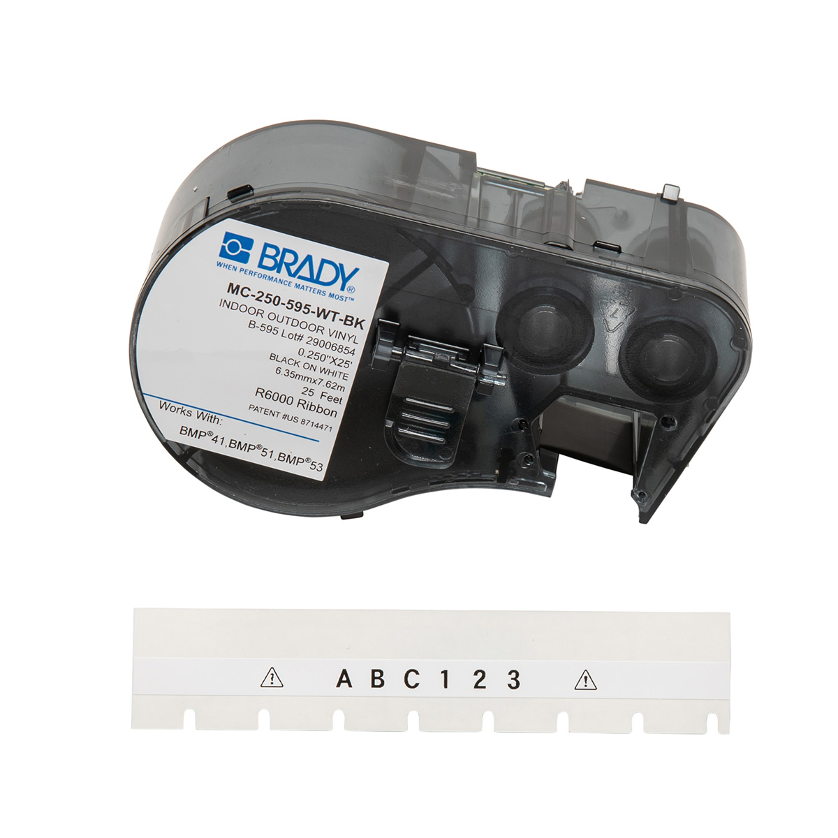 Product image for LABEL VINYL 0.25IN X 25FT BK/WT