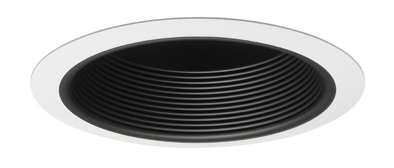 Product image for 6IN Full Baffle Trim with Torsion Springs, Black, White Trim Ring