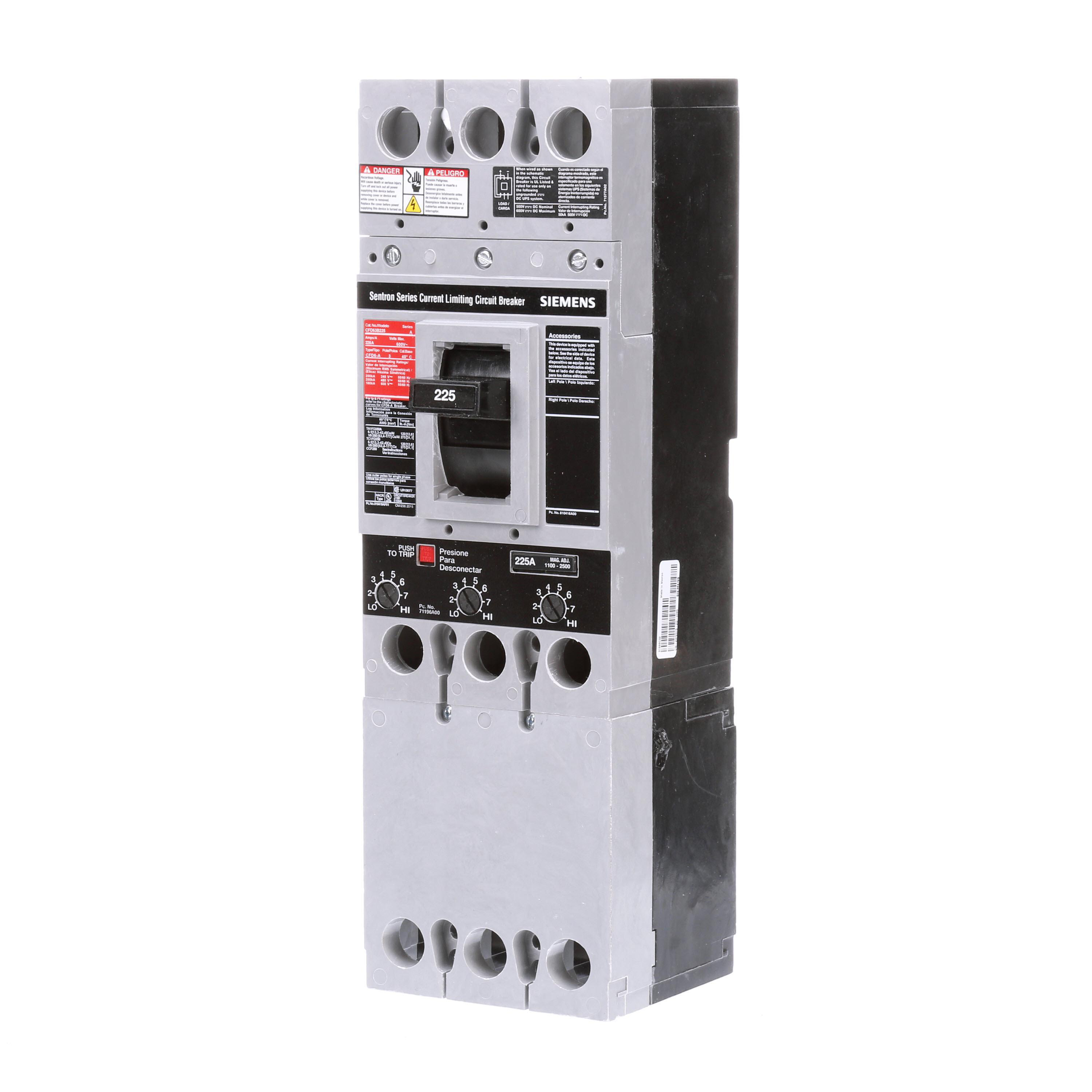 Product image for Breaker FCL 3P 225A 600V typeCFD6-100KA