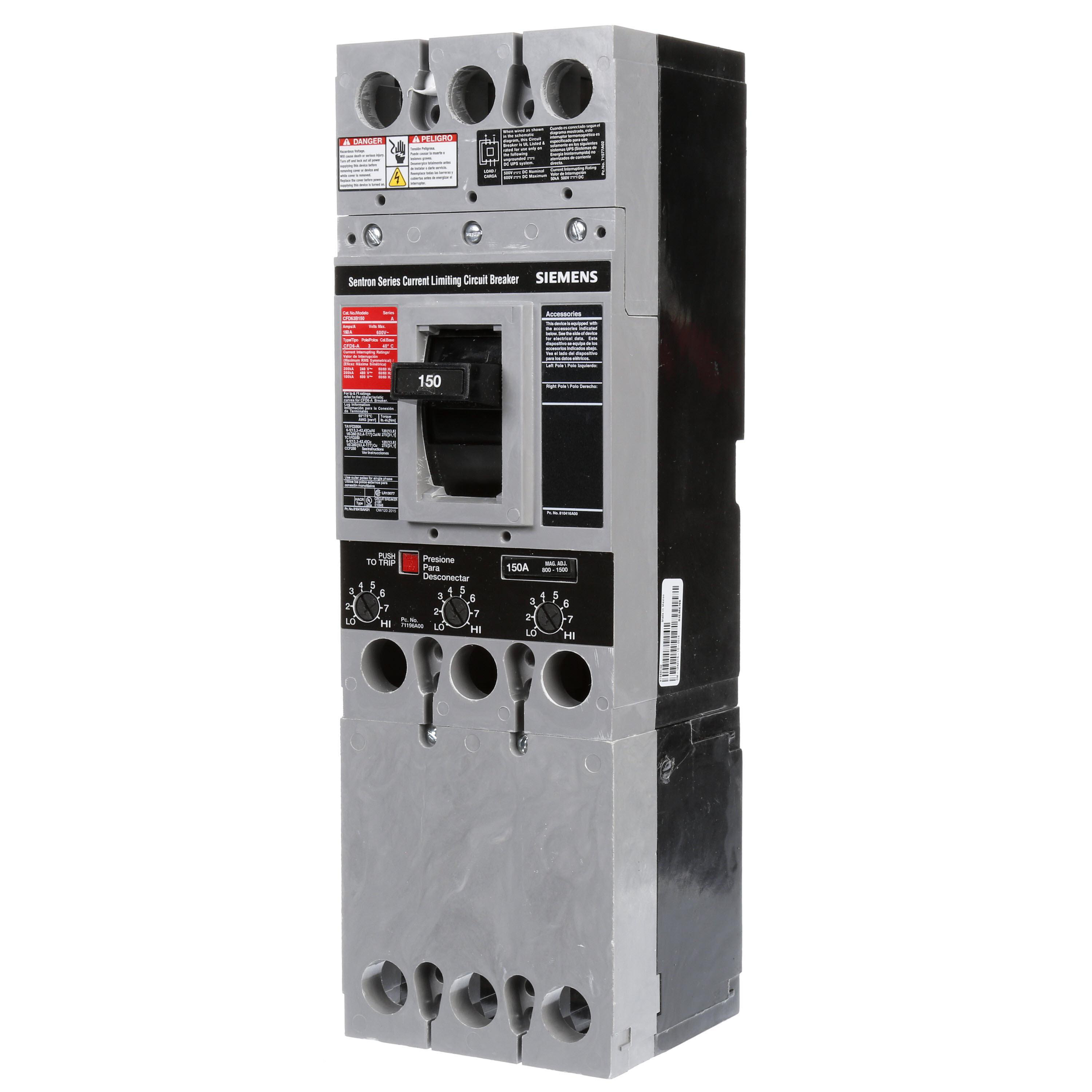 Product image for Breaker FCL 3P 150A 600V typeCFD6-100KA