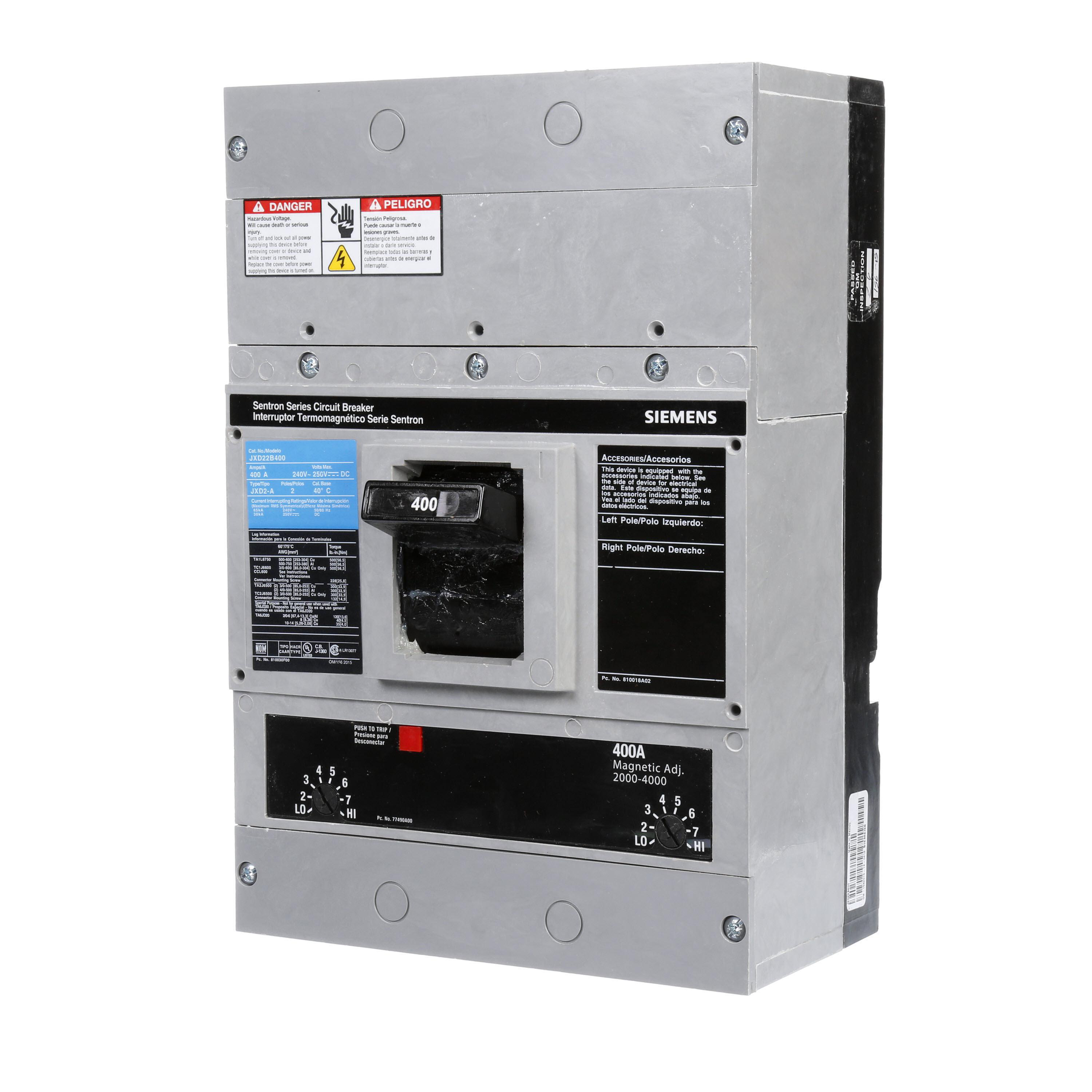 Product image for Breaker circuit JXD2-A 2-pole 400A 240VDC