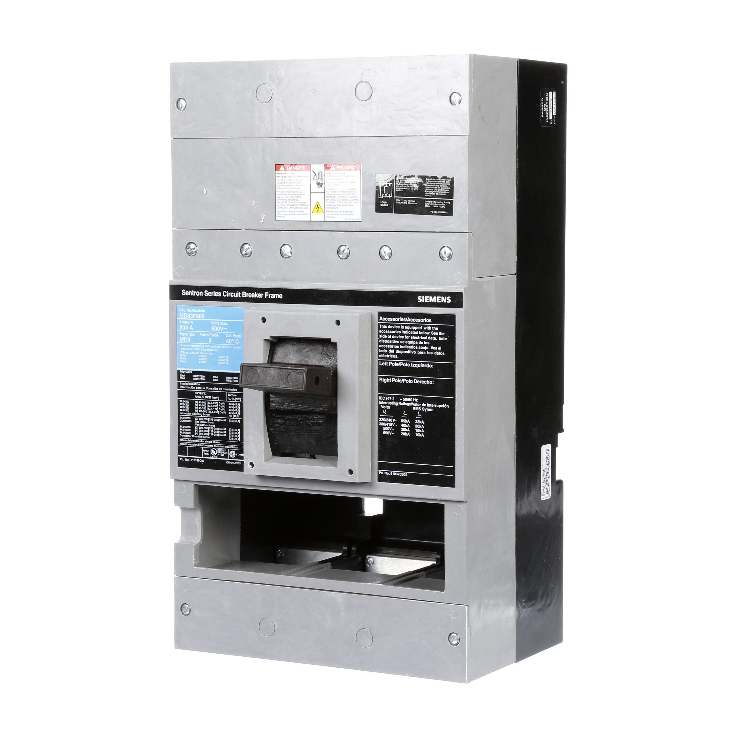 Product image for MD6 FRAME, 3P, 600 VAC,STD I.C.