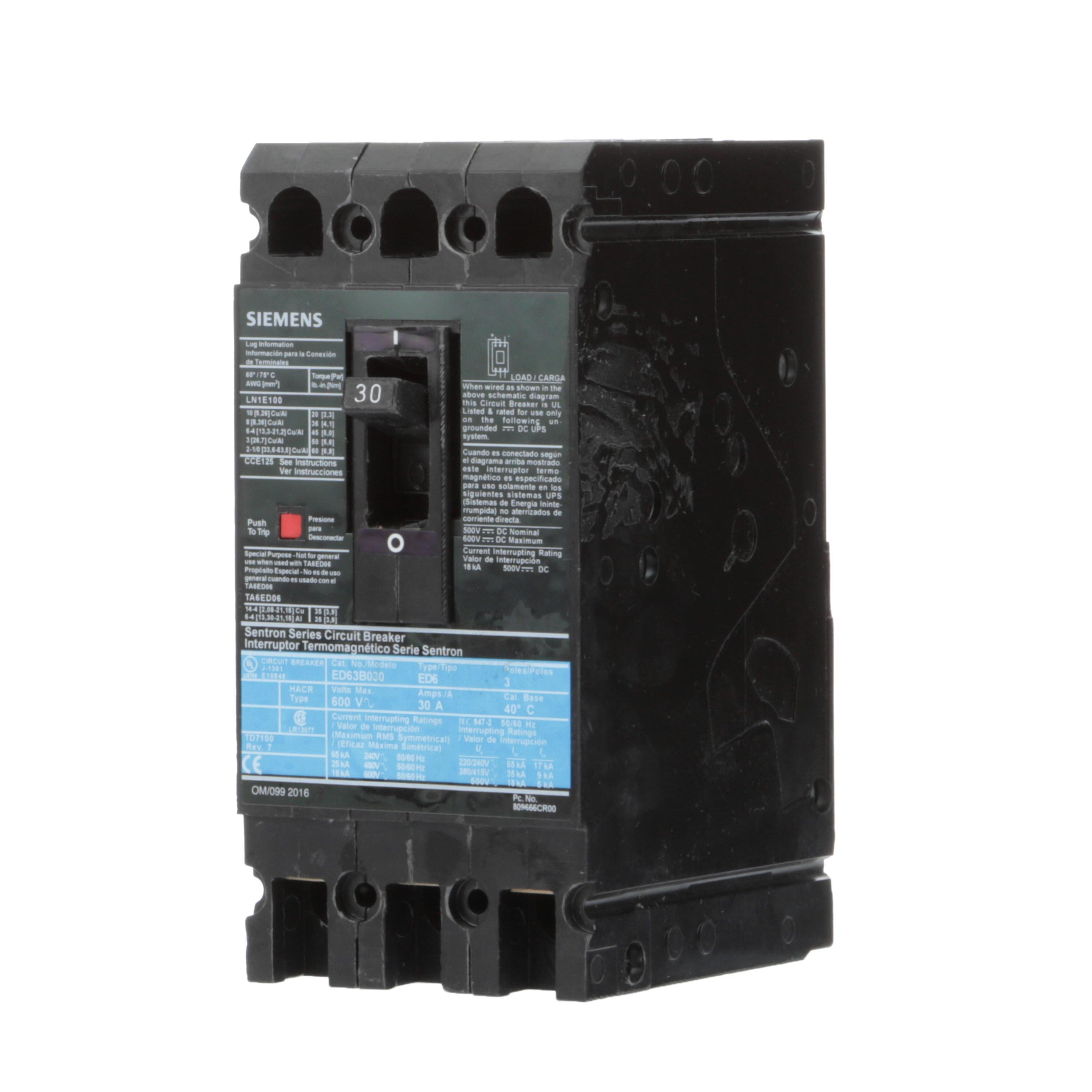 Product image for ED,3 POLE,600VAC,STD I.C. 30A