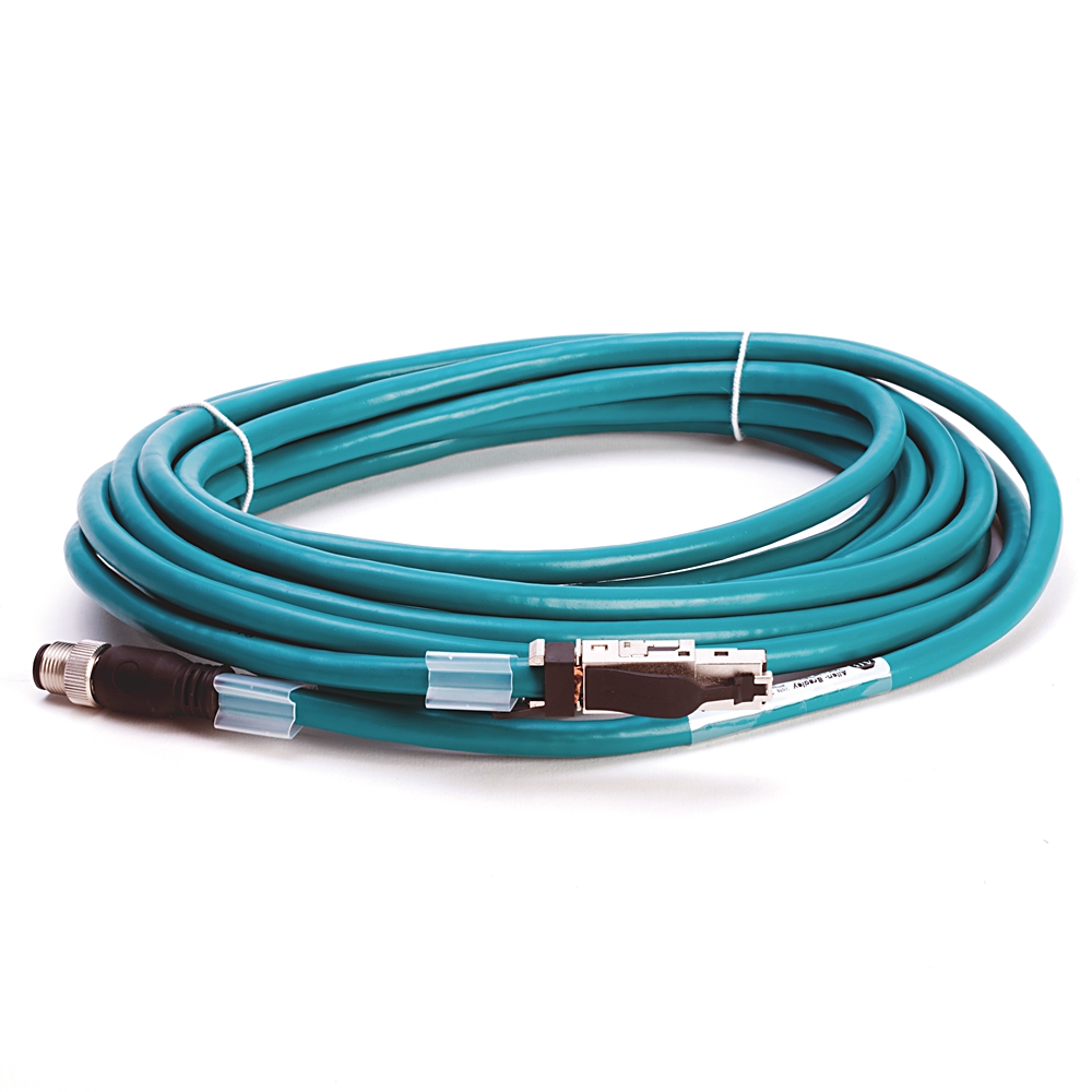 Product image for Patchcord 4-conductor M12 male straight/IDC RJ45 teal 5m