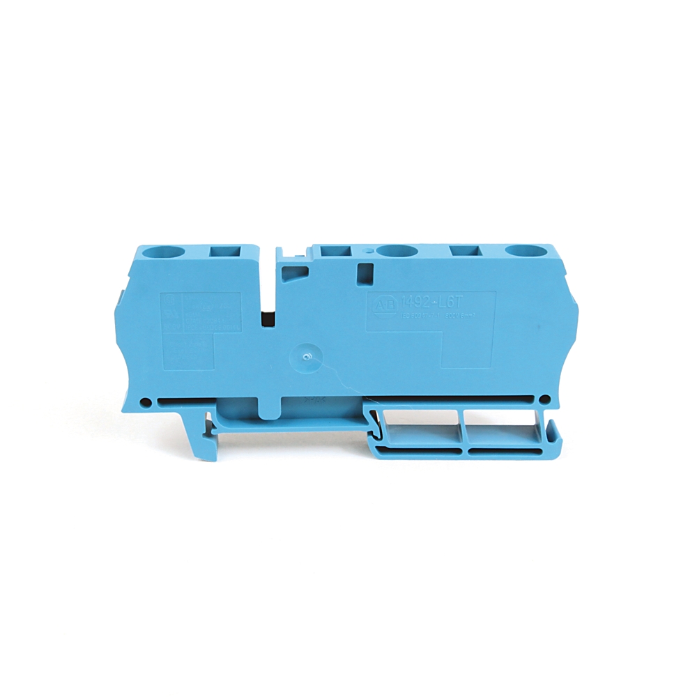 Product image for Block terminal feed-through 2-spring-clamp 8-22AWG 50A 600V blue
