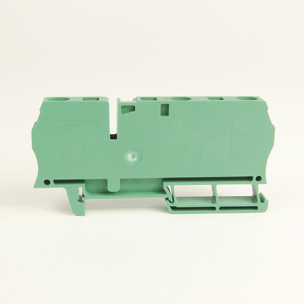 Product image for Block terminal feed-through 2-spring-clamp 8-22AWG 50A 600V green