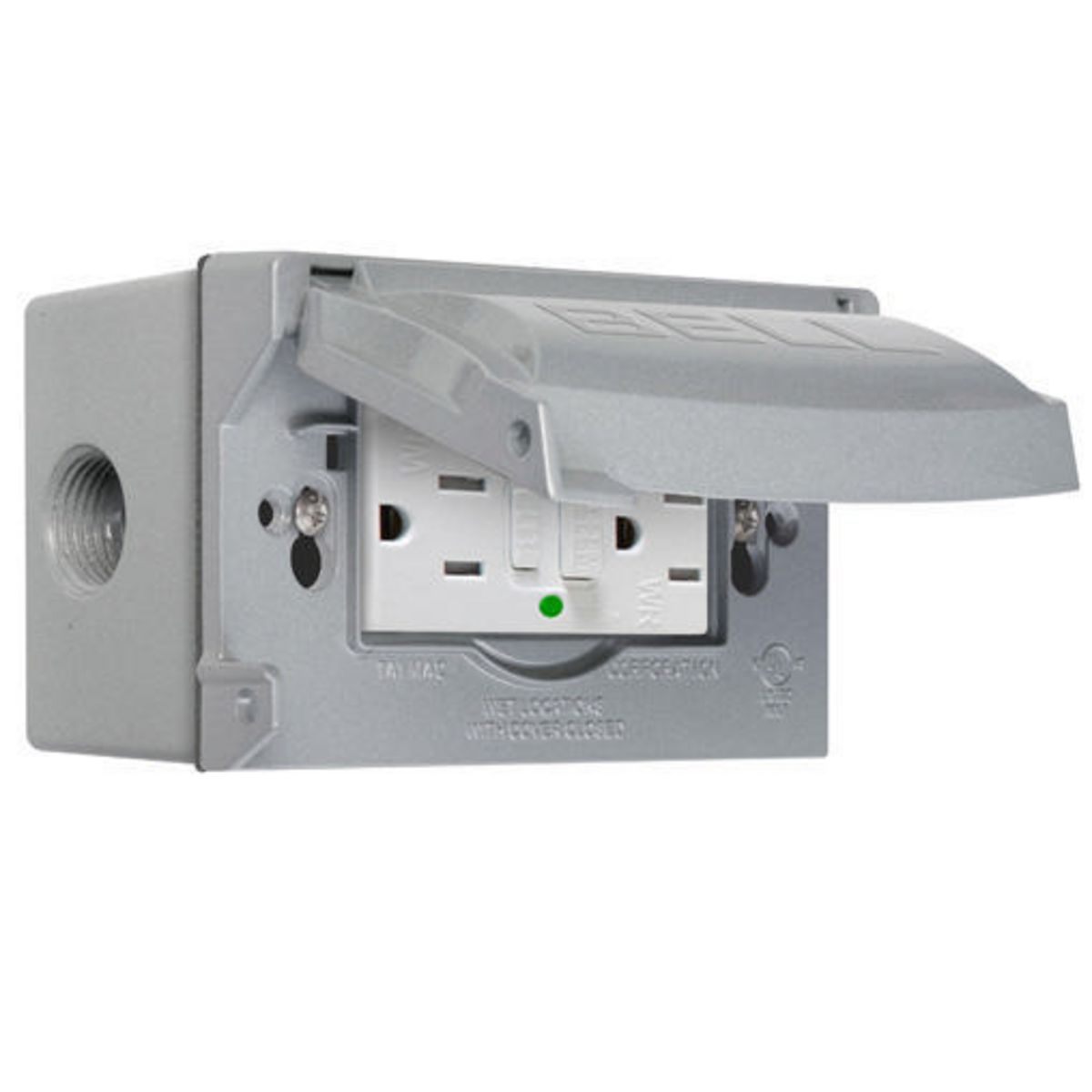 Product image for 1G WP BOX/FLIP COVER/ ST GFCI KIT - GRAY