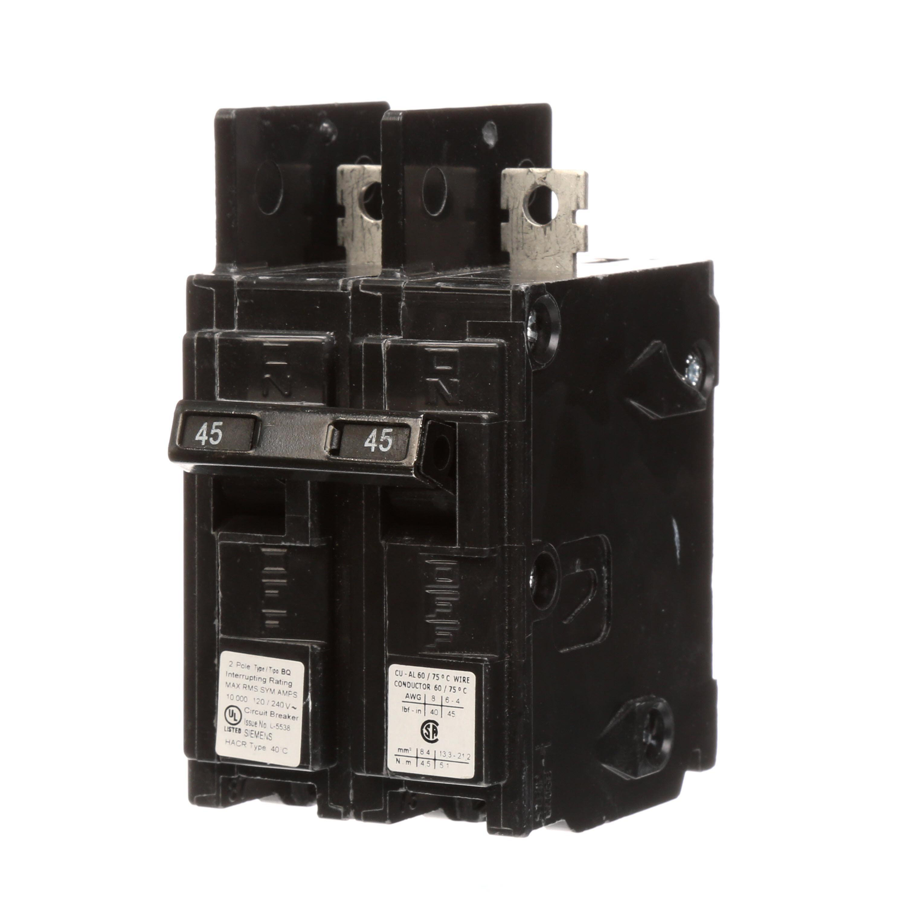 Product image for BQ MCCB,TM,2P,120/240V,45A,10kA,Lugs