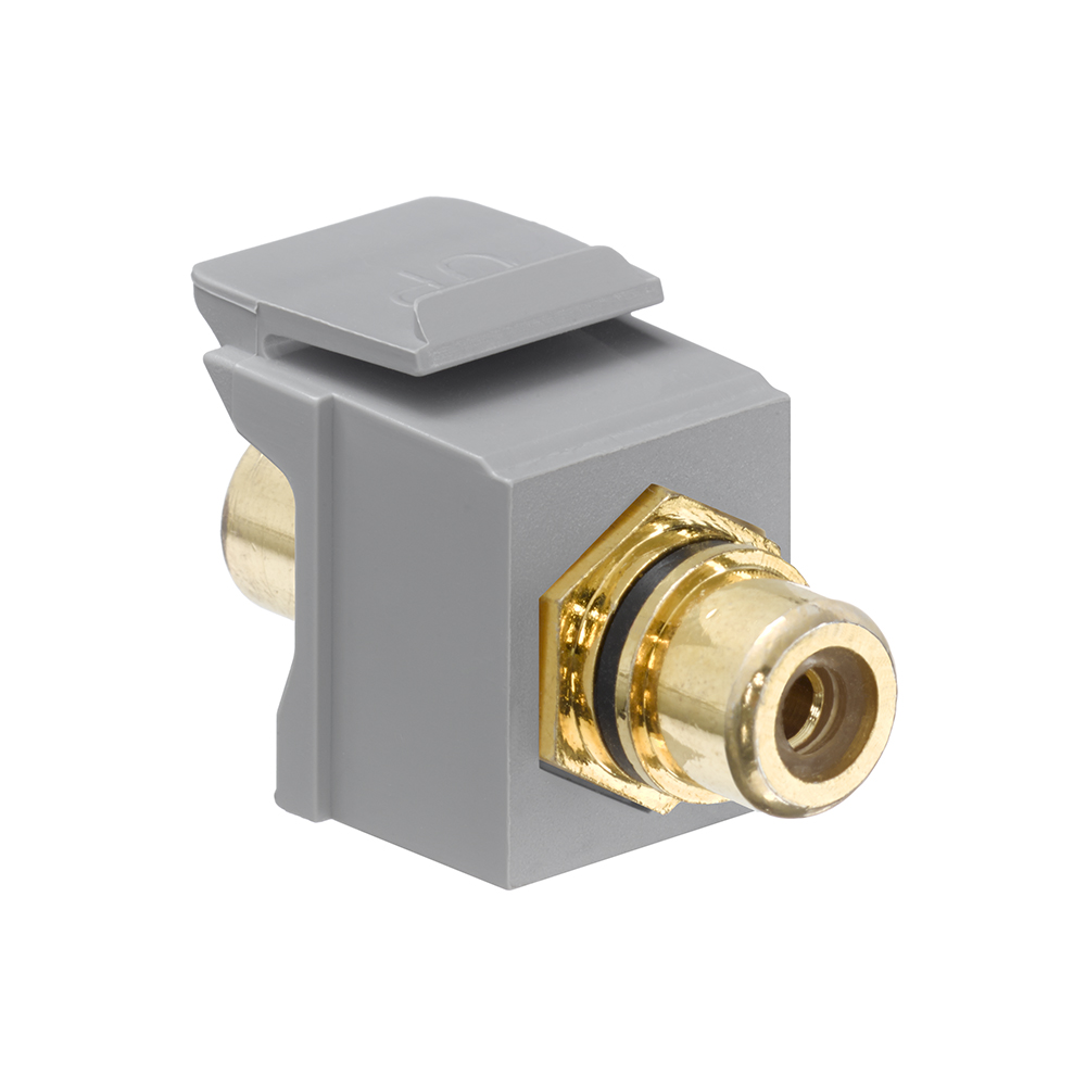 Product image for Connector RCA feedthrough plastic black stripe grey