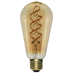 Product image for LED Filament Lamp ST19 E26 Base 5W 120V 27K 250LM Amber Clear Quad Loop Dim Standard