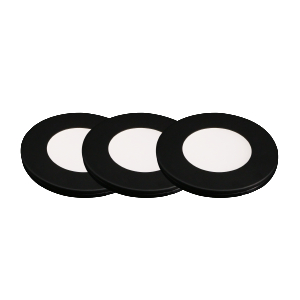 Product image for UNDERCABINET KIT OF 3 LOW VOLTAGE PUCKS 2.2 W 12 V 3 000 K BLACK 150 LM