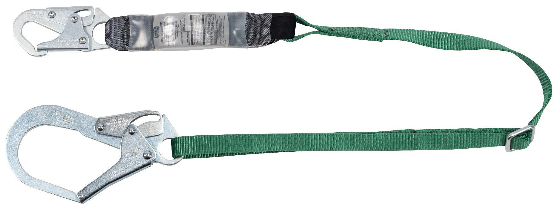 1 1/4 x 6' Ultra-Tube two shock absorbing Y Lanyard w/large Rebar hook and  D-Ring Extender Loop. - Fall Protection For The Framing Industry