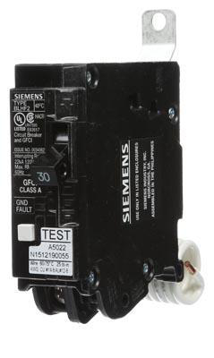 Product image for Circuit breaker 1 pole 30A bolt-on GFCI 5mA