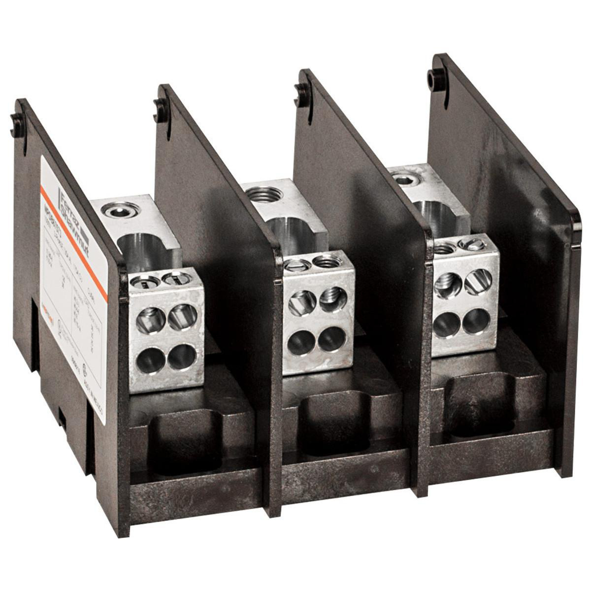Product image for Open-Style PDB UL 1953 1000V 250A Tin-plated Aluminum - 310A 3-Pole 1 - 15 openings; 350-#6 --- #10-#14 Box to Box