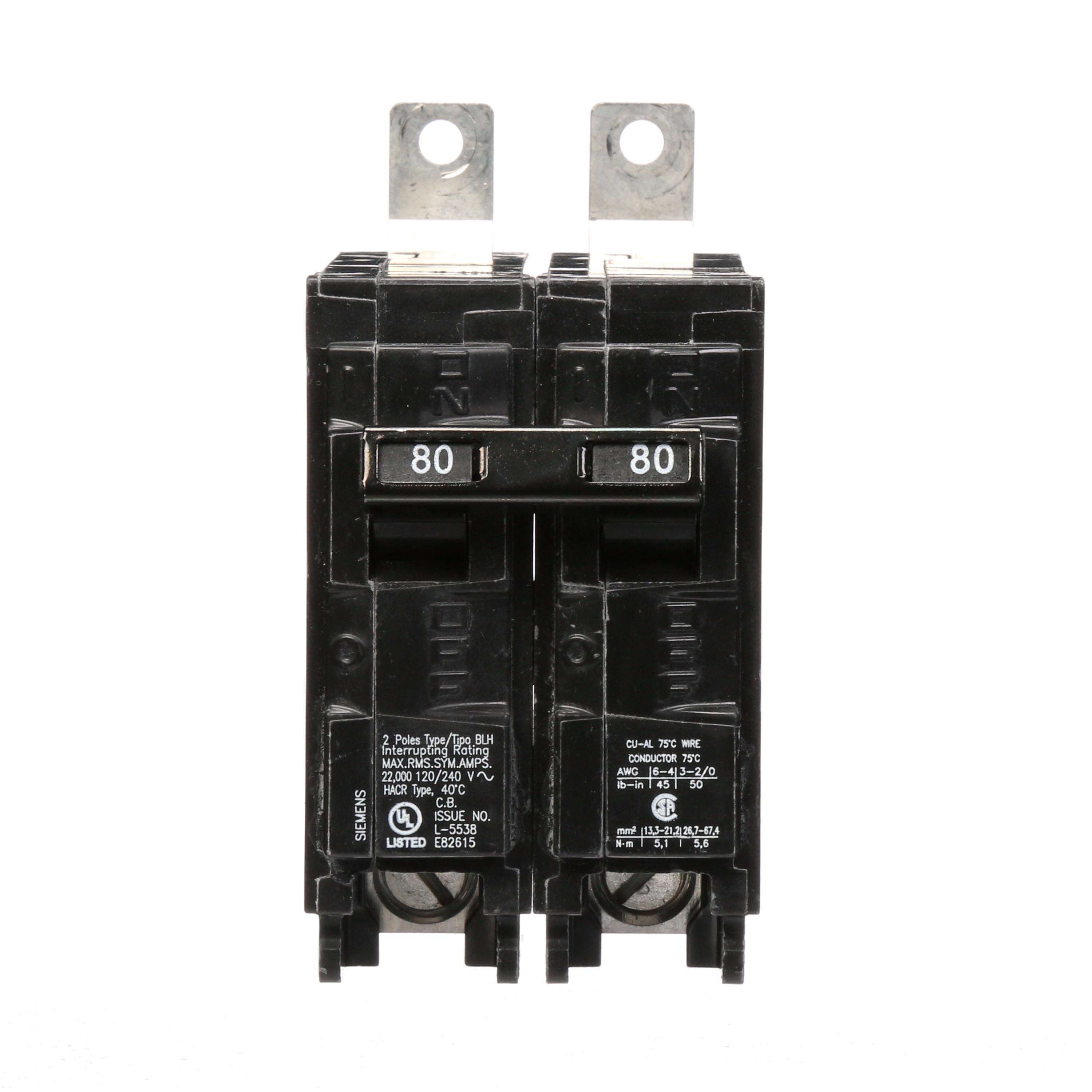Product image for SIED B280H BREAKER 80A 2POLE 22KA
