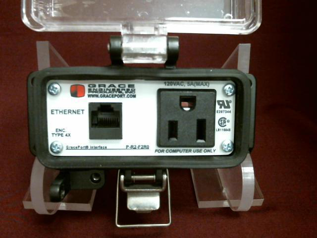 Product image for Panel Interface Connector with Category 5e RJ45, Panel Mount Housing, UL Type 4X, Simplex Outlet, No Circuit Breaker