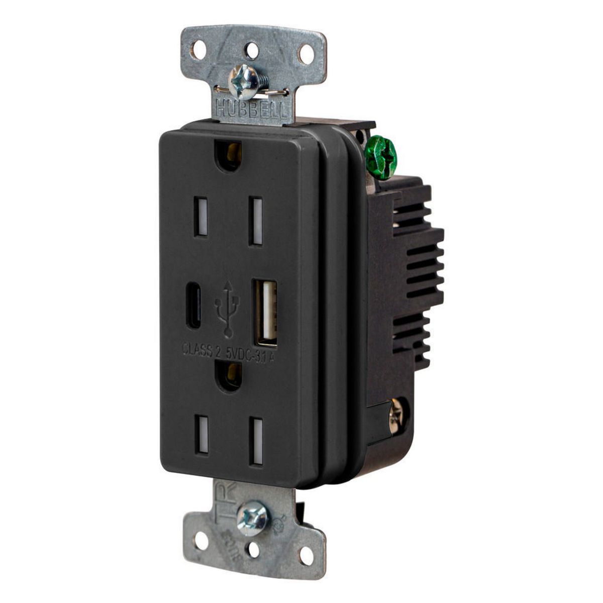 Product image for RCPT DUP 15A125V 3.1A5V USB PORT AC BK
