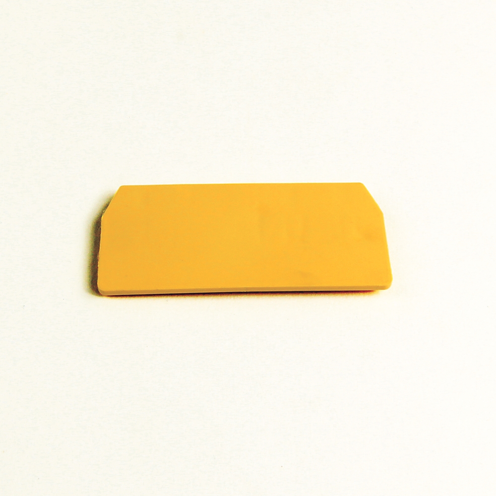 Product image for Barrier end for spring clamp terminal block yellow 0.08x1.14x2.48"