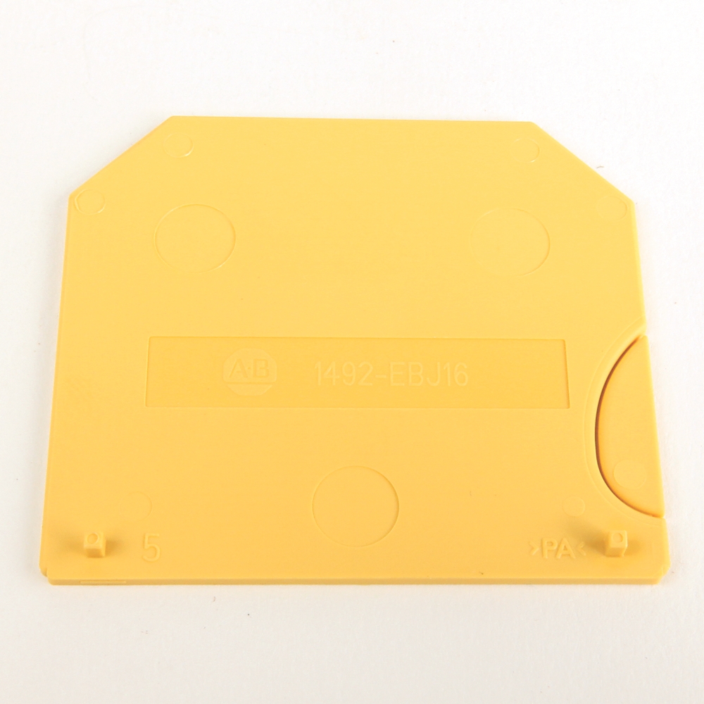 Product image for Barrier end for screw terminal block yellow 0.06x1.93x2.36"