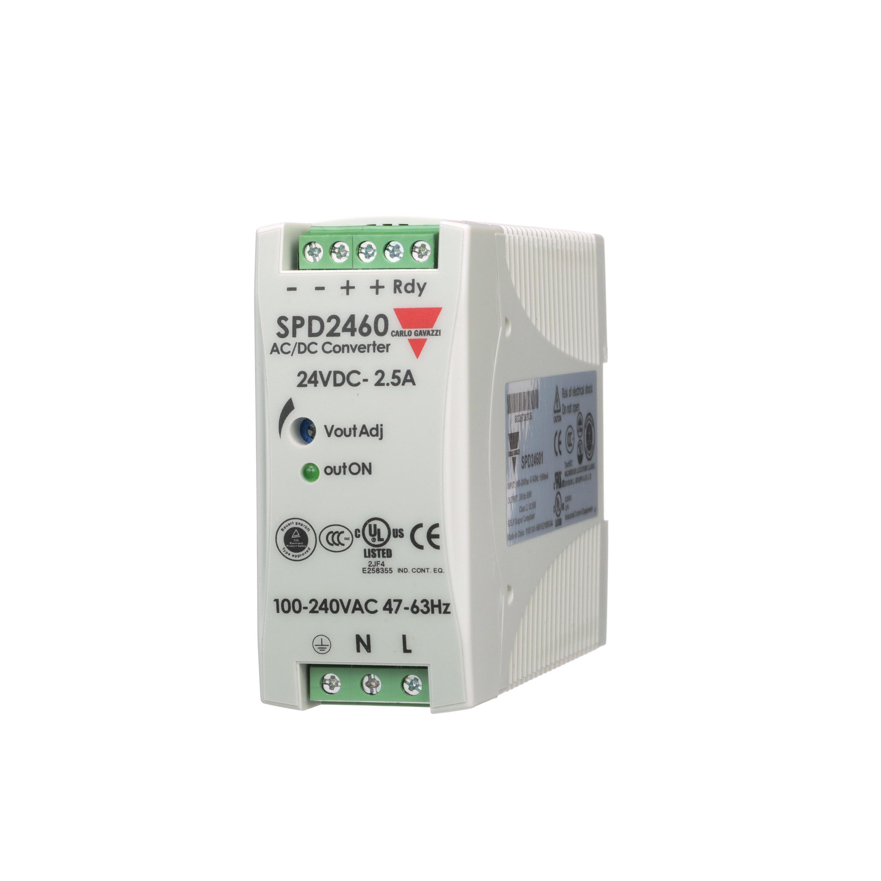 Product image for CARLO_GAVAZZI SPD24601 POWER SUPPLY 24VDC 60W 2.5A