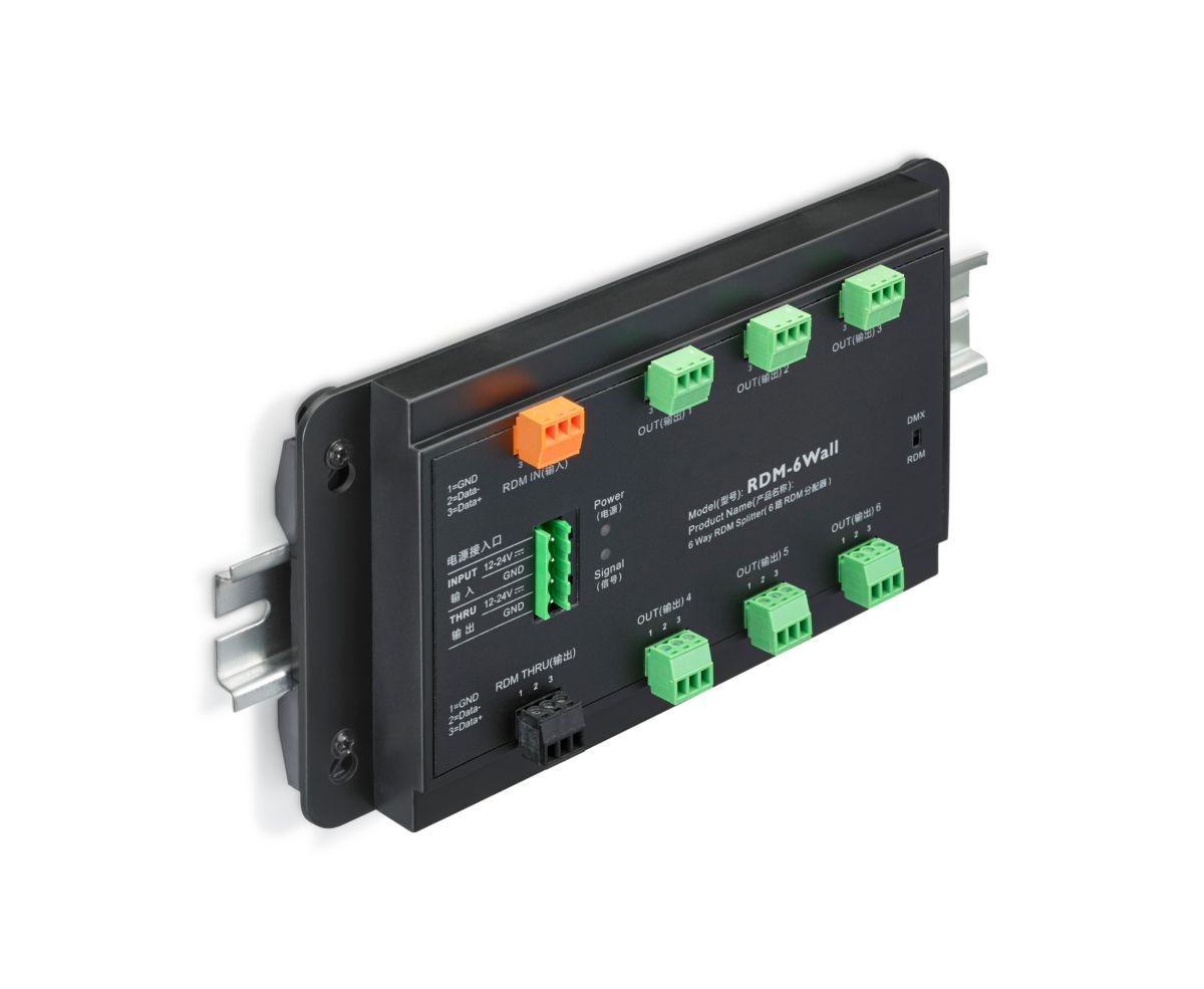 Product image for 303-000003-00 DMX SPLITTER & BOOSTER (RDM-6 WALL AUTO RDM SWITCHING)