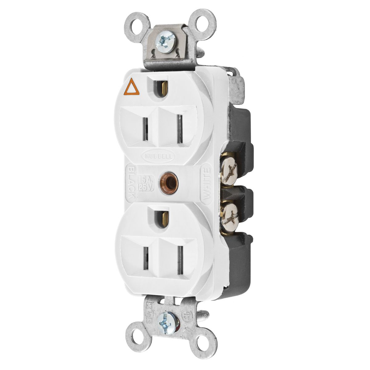 Product image for HUB CR5252IGW RECEPTACLE 15A SB 125V DUPLEX IG CONSTRUCTION GRADE WHITE TRI DRIVE SCREWS S R OR P HEAD