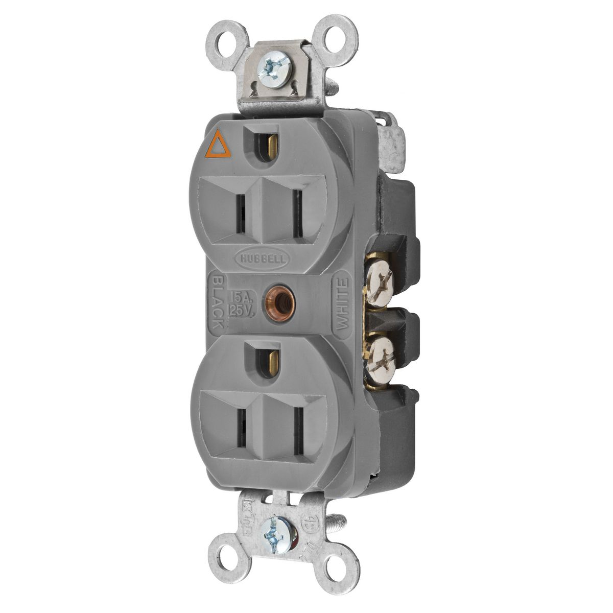 Product image for Receptacle duplex flush nyl 2P3W 15A 5-15R grey