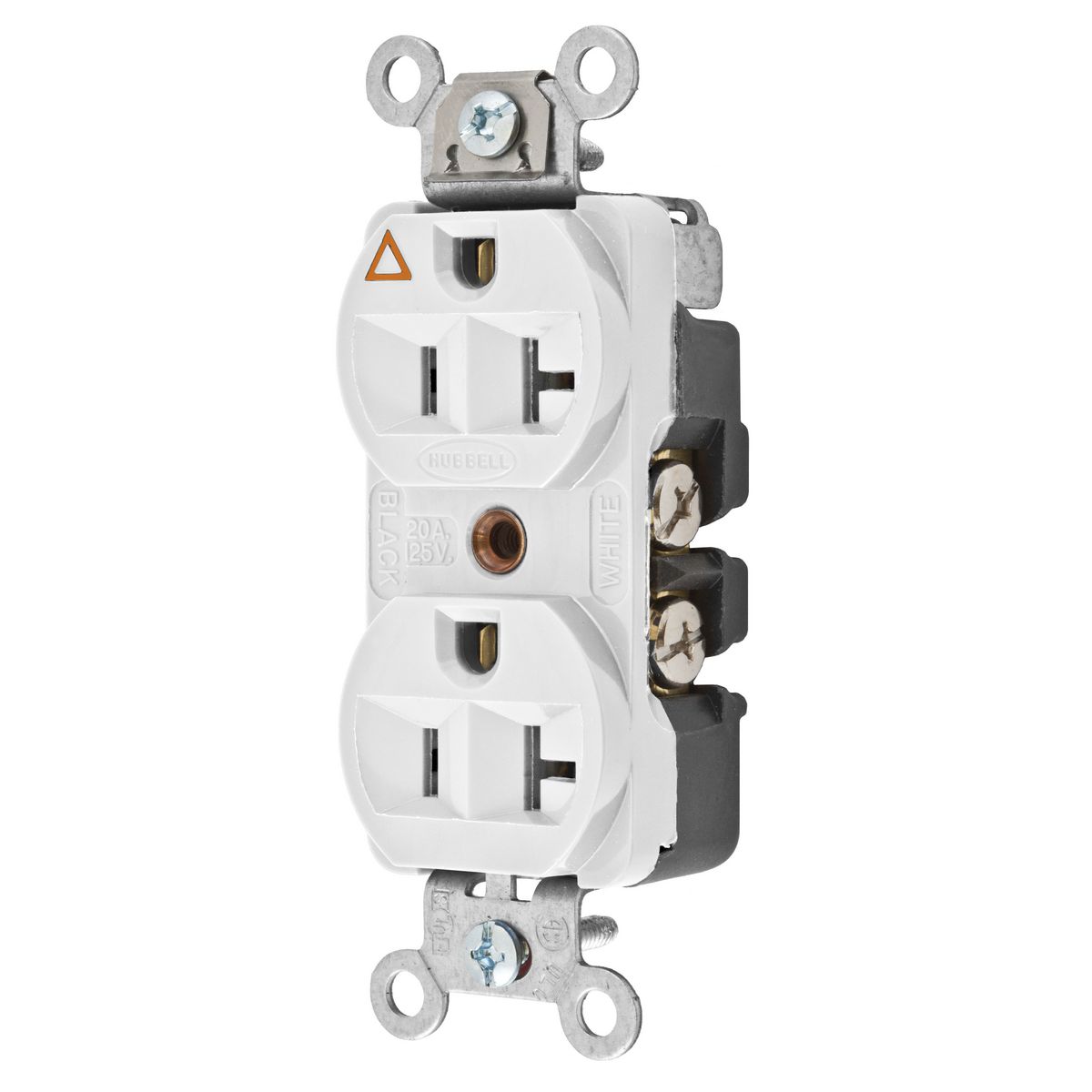 Product image for Receptacle 2-pole 3-wire grounding 1HP 20A 125V white