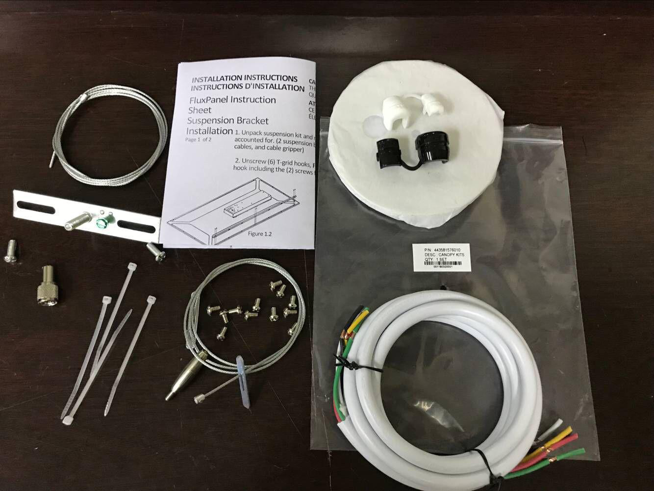 Product image for Adjustable cable hanger kit with straight white 18/5 cord for dimming (two-1 powered, 1 non-powered).